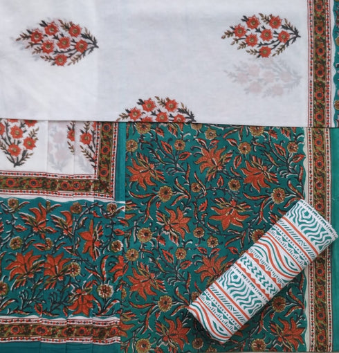 Jaal Print Cotton Suit Set with Mulmul Dupatta (PRMUL22)